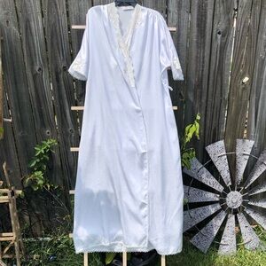 Vintage Christian Dior Lingerie Robe Light Blue Lace Small